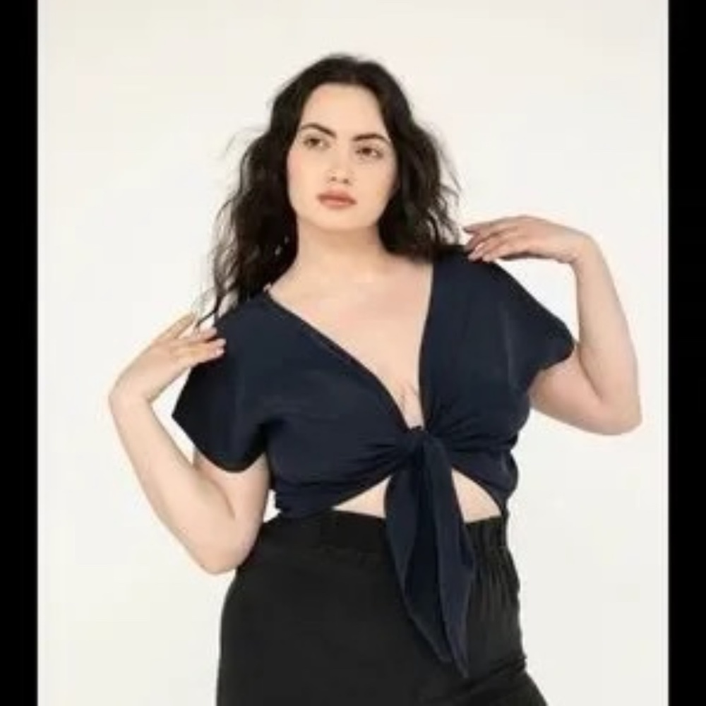 Elizabeth Suzann Black Silk Maxine crop top XS